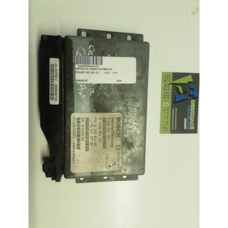 Recambio de centralita cambio automatico para peugeot 607 (s1) 2.2 referencia OEM IAM 0260002767 9641281180 9646950780